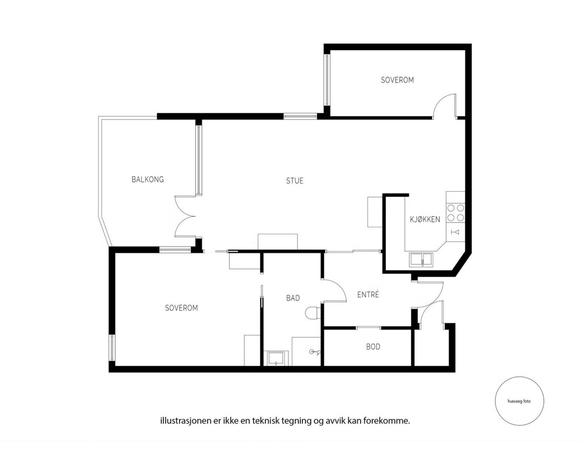 3-roms leilighet på Madla — før renovering