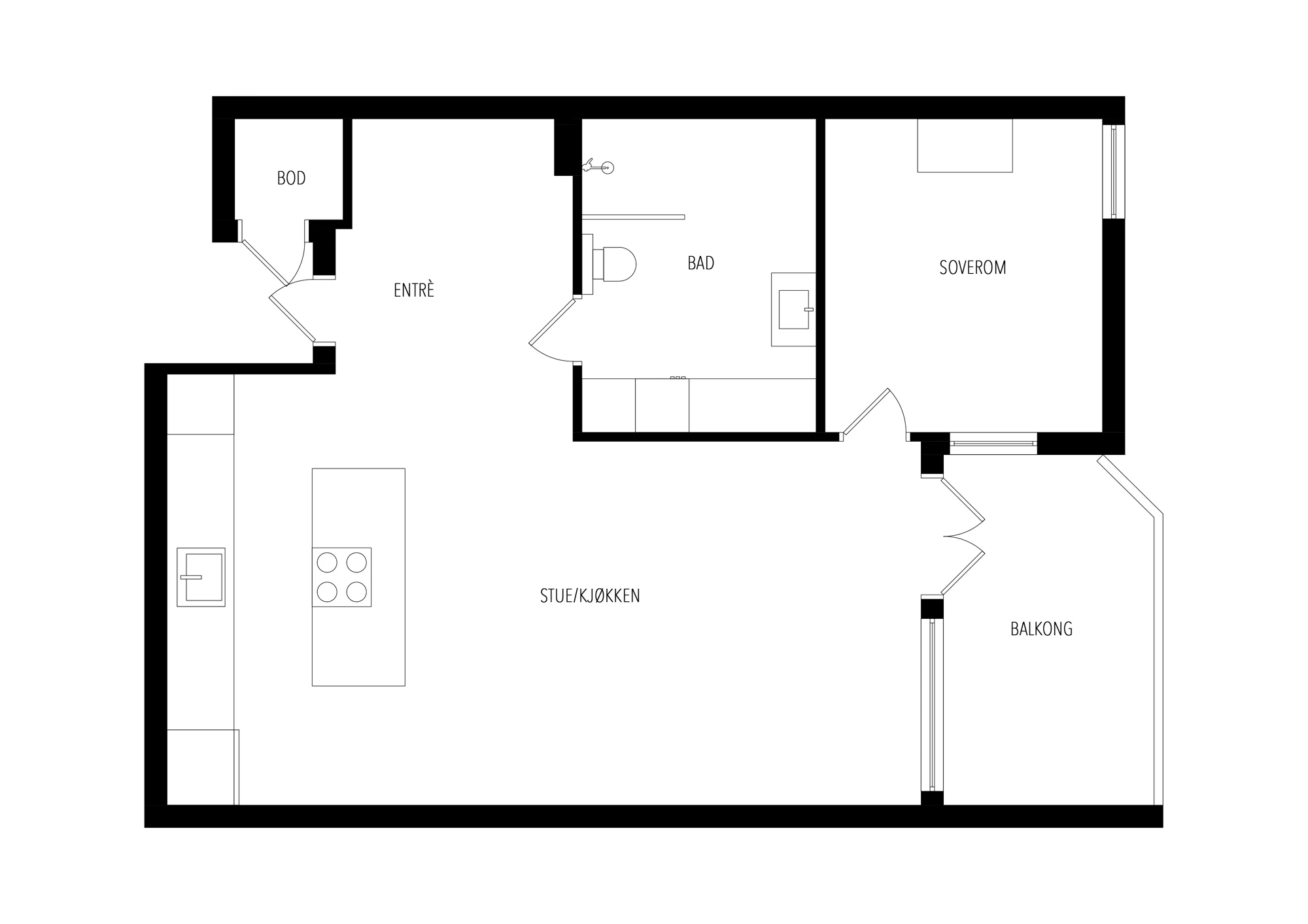 2-roms leilighet på Madla — etter renovering