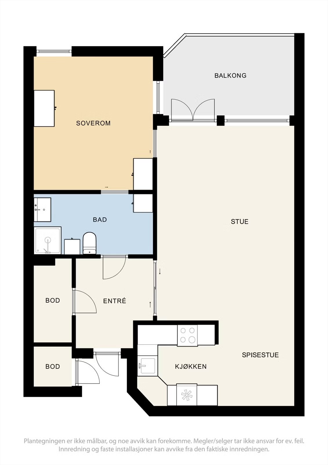 2-roms leilighet på Madla — før renovering